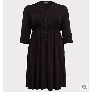 Black Challis Long Sleeve Dress